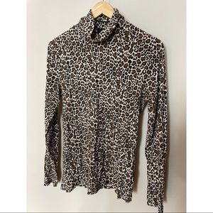 J.Crew leopard print tissue turtle neck